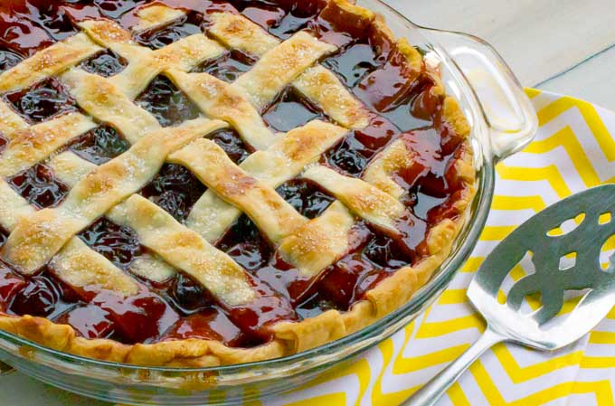 The Best Cherry Pie With Homemade Filling with yeloow napkin