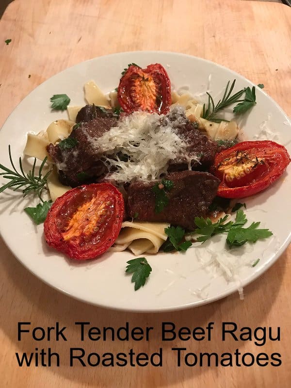 Fork Tender Beef Ragu with Roasted Tomatoes | Savorwithjennifer.com