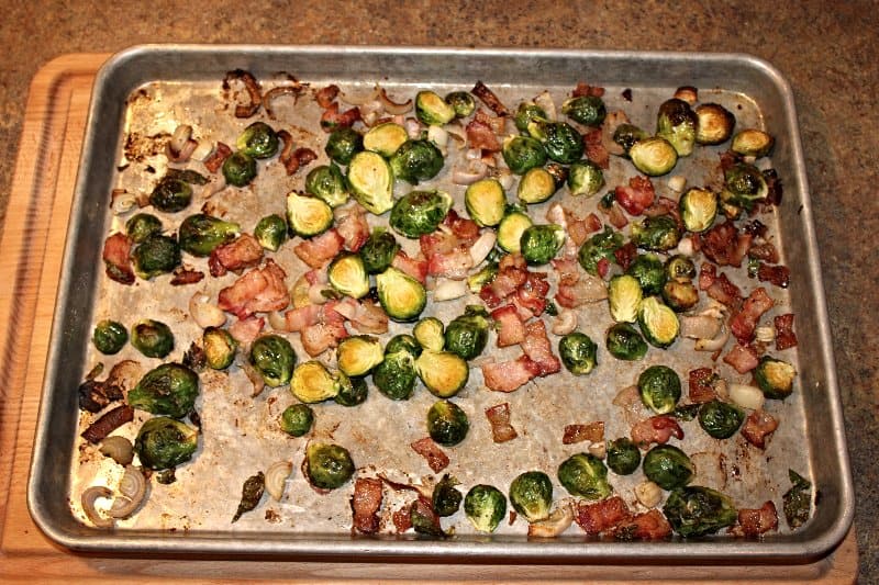 Roasted Brussels Sprouts with Bacon and Shallots | SavorwithJennifer.com