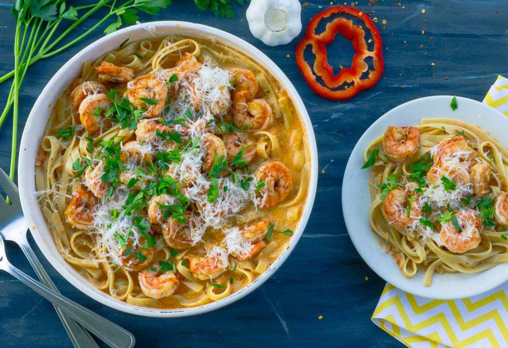 Roasted Red Pepper Pasta with Cajun Shrimp - SAVOR With Jennifer