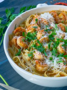 Roasted Red Pepper Pasta with Cajun Shrimp - SAVOR With Jennifer