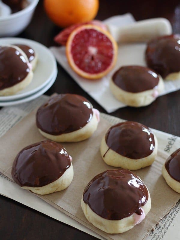 blood orange chocolate glazed doughnuts