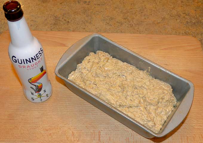 Guinness Beer Bread in loaf pan before cooking