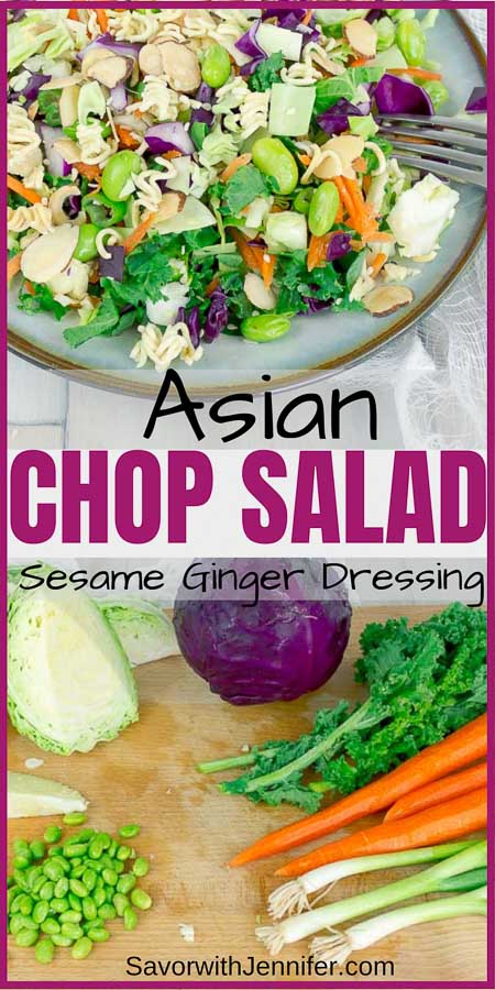 Asian Ramen Chop Salad with Sesame Ginger Dressing Pinterest Image