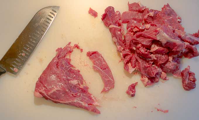 thinnly sliced sirloin tip steak