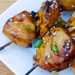 cubes of grilled asian chicken kabos