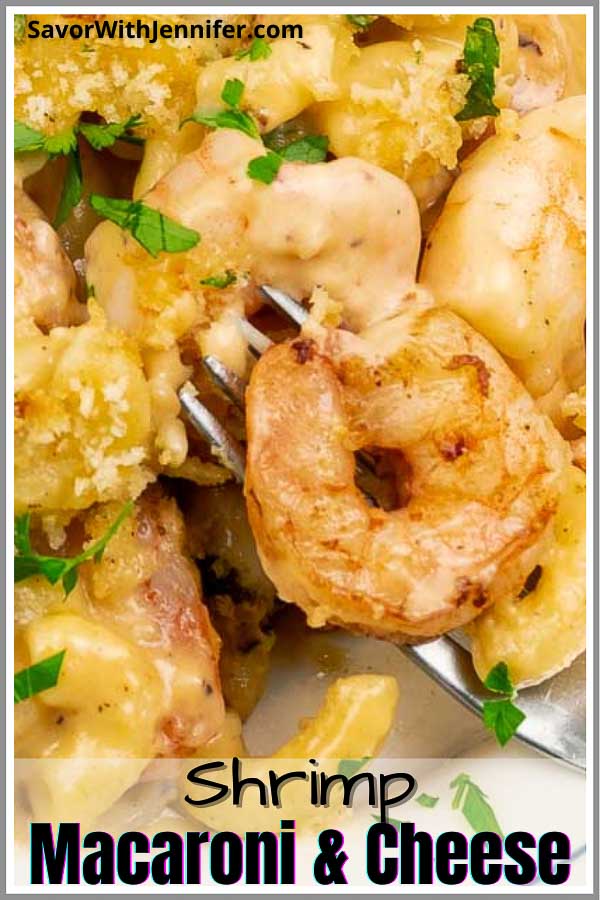 Baked Shrimp Macaroni and Cheese Pinterest Image