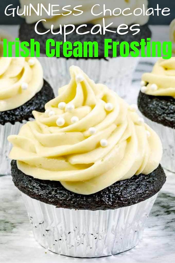 Pinterest Image of Guinness-Dark-Chocolate-Cupcakes-with-Irish-Cream-Cream-Cheese-Frosting