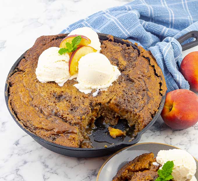 Grilled Fresh Peach Cast Iron Skillet Cake SAVOR With Jennifer