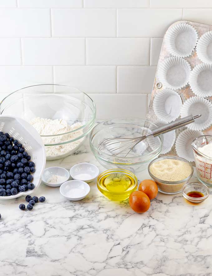 ingredients for blueberry sour cream muffins