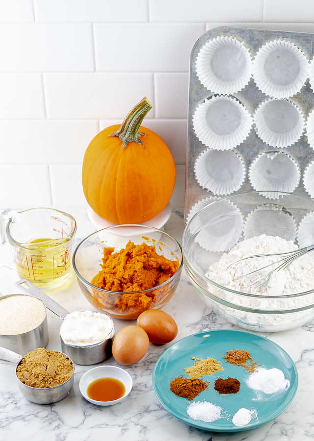ingredients for Easy Pumpkin Muffins with Pecan Streusel