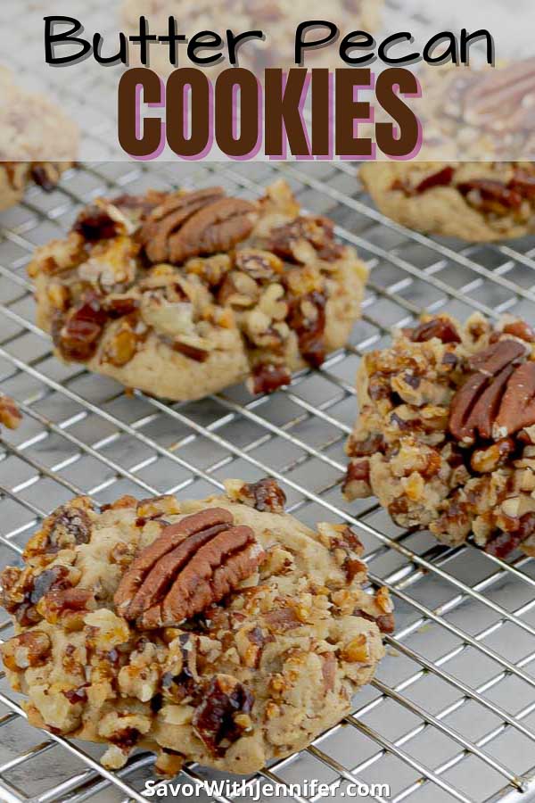 pinterest pin image for butter pecan cookies recipe