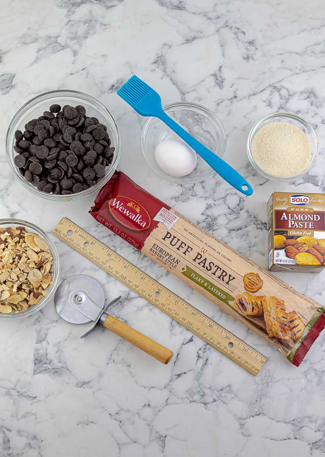 ingredients for Chocolate Almond Croissant Puffs