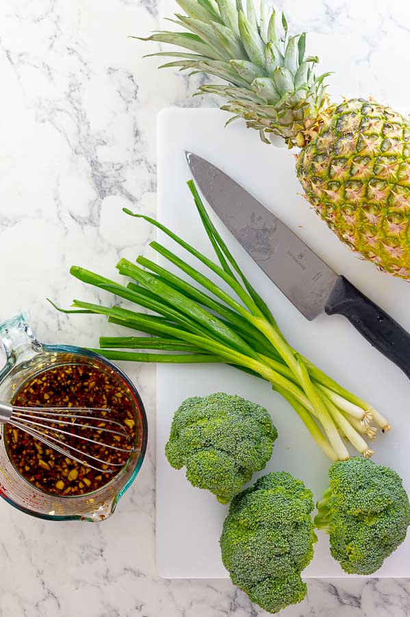 vegetables ready to be marinated in The BEST Teriyaki Marinade