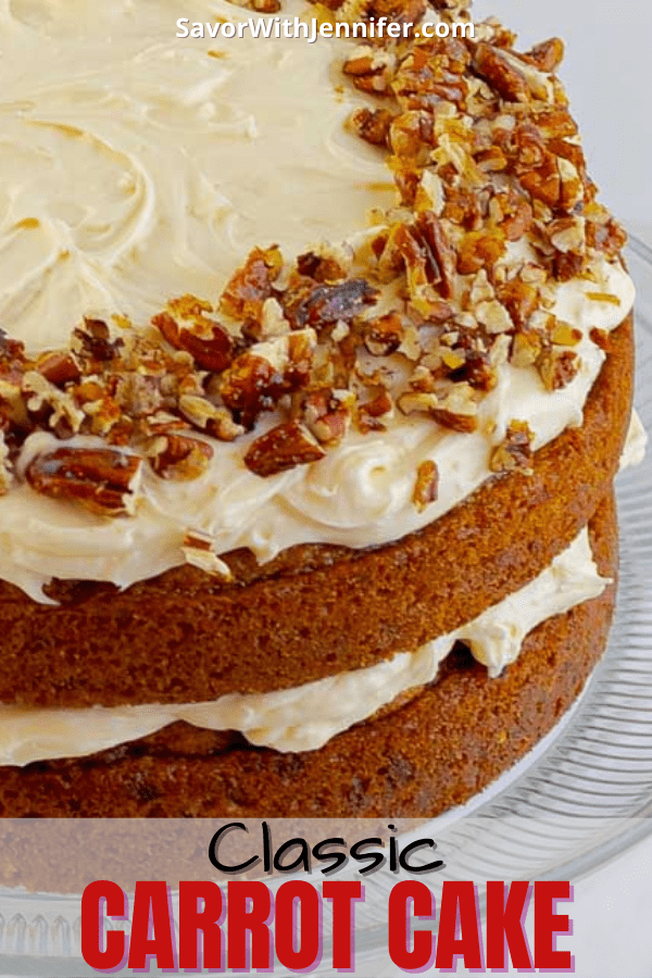 classic carrot cake recipe with cream cheese icing PINTEREST PIN IMAGE