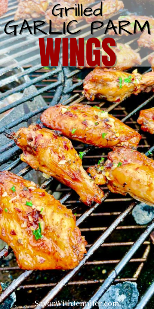 the best garlic Parmesan wings on the grill pinterest pin image