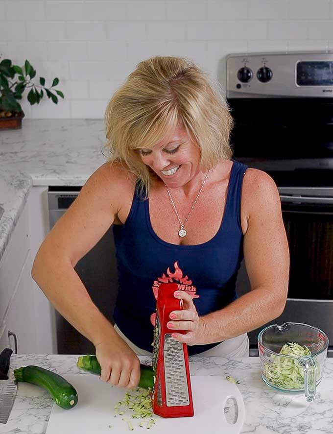 Jennifer grating zucchini
