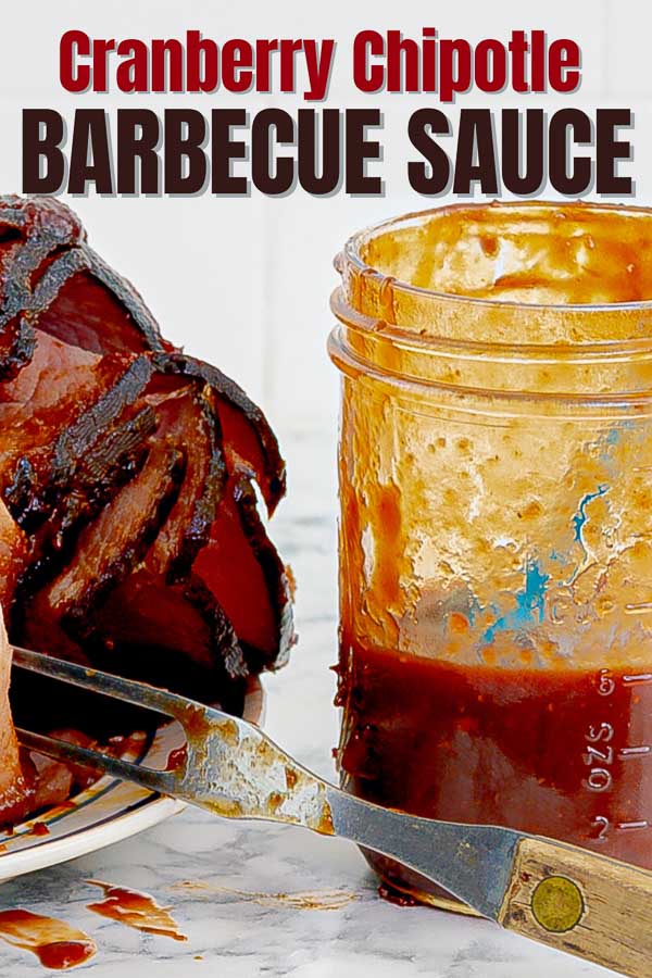 pinterest pin image of cranberry chipotle barbecue sauce