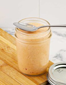 homemade bang bang sauce in glass jar